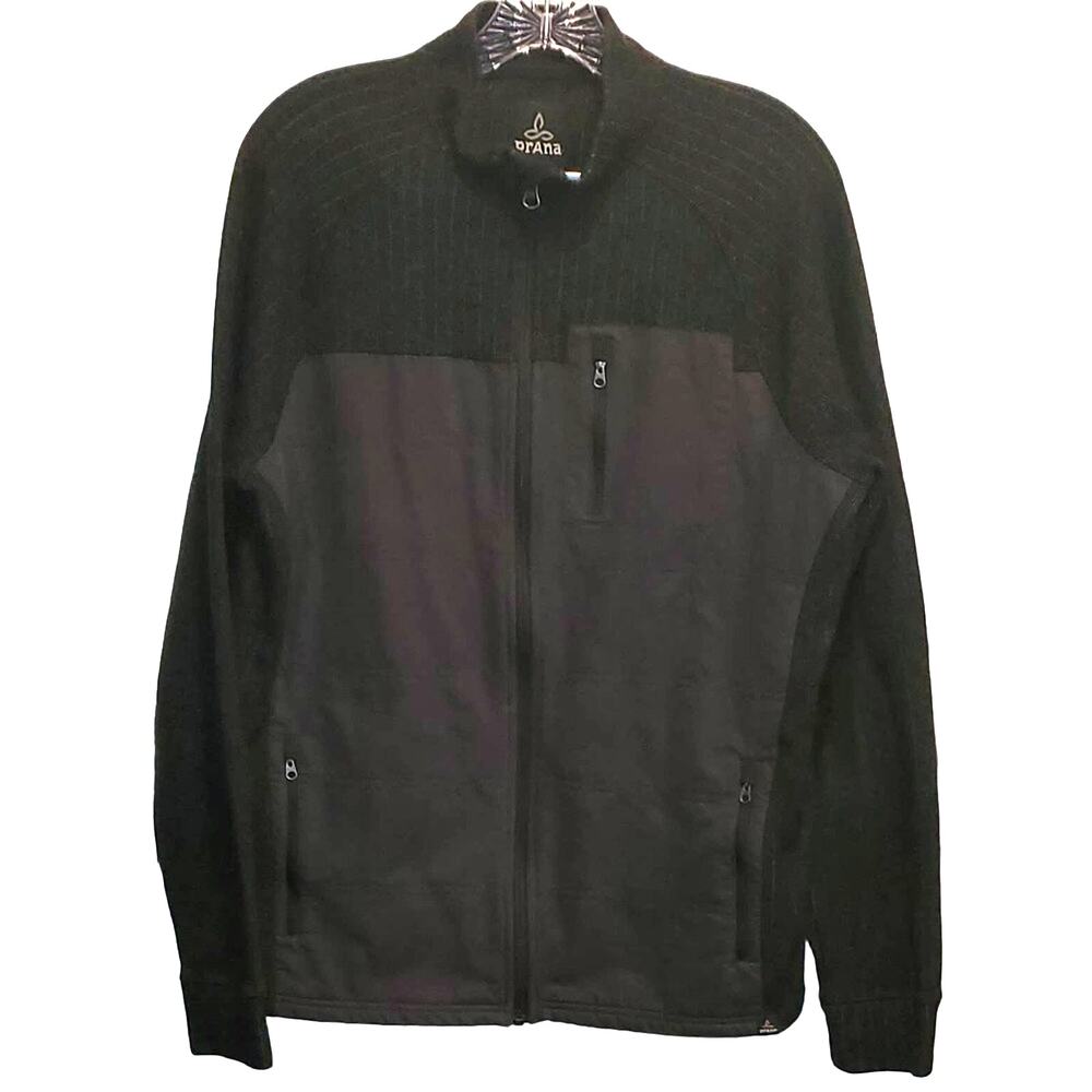 PRANA Breathe jacket Men's Full Zip 3 Front Pockets 40% Wool Ribbed Size Medium